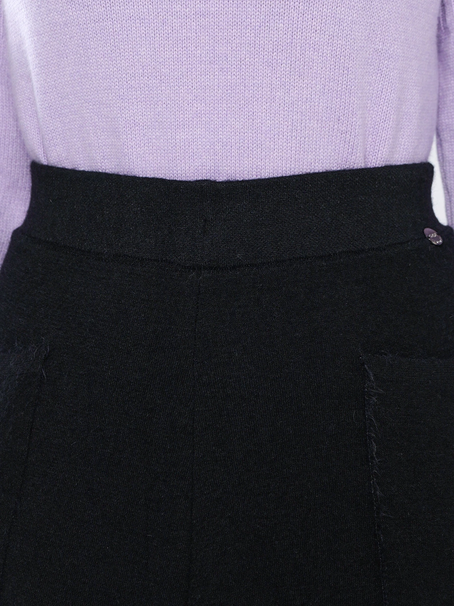 Юбка А-силуэта черного цвета с шерстью ангоры прямого кроя 